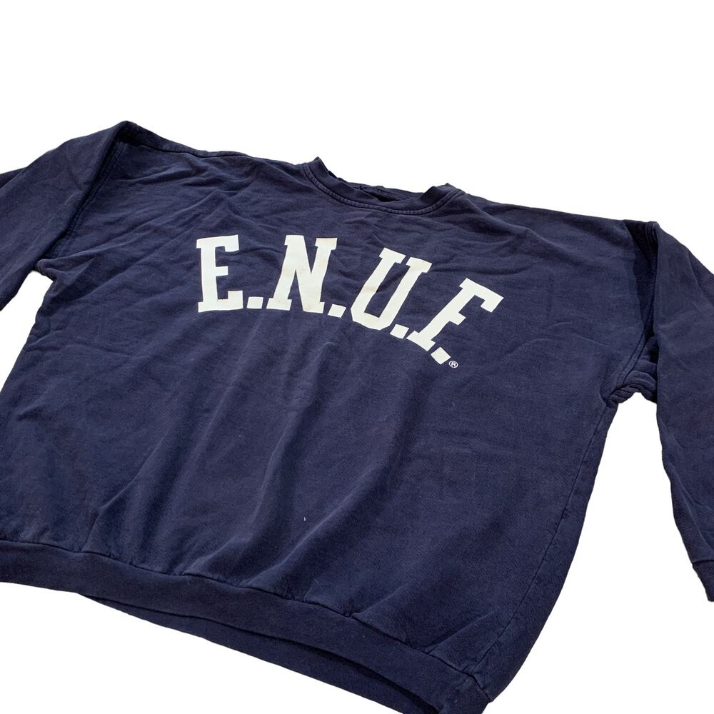 Vintage E.N.U.F. USA Crewneck Sweatshirt Small Navy - Picture 2 of 7